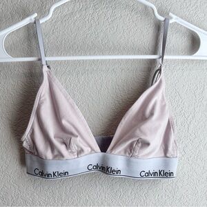 Calvin Klein Modern Cotton Lightly Lined Triangle Bralette Bra Light Pink Small